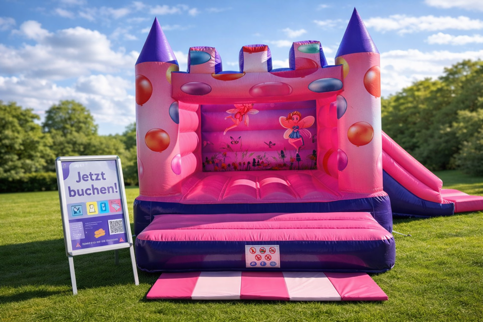 Hüpfburg „Feen-Schloss“ mit Rutsche🏰  4,2x4,0m