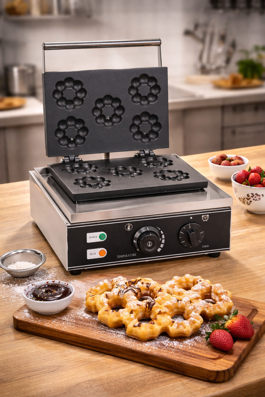 Professionelles Donut-Waffeleisen – Perfekte Mini-Donuts in Blumenform